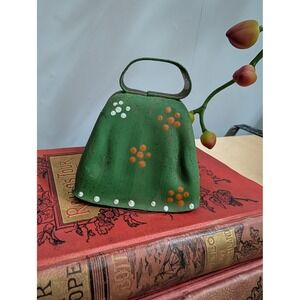 Vintage Green Cow Bell Metal Decorative Painted Farmhouse Decor Country Western